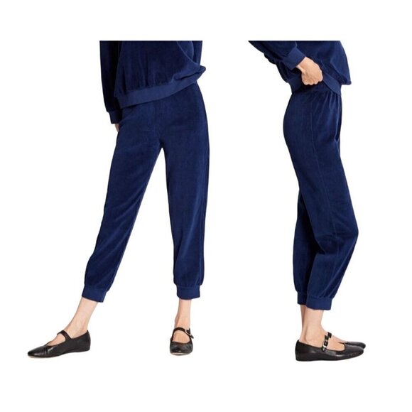 Suzie Kondi The Tinos Slim Track Pants in Velour, Steel, Size  L, New with Tag - Picture 13 of 14
